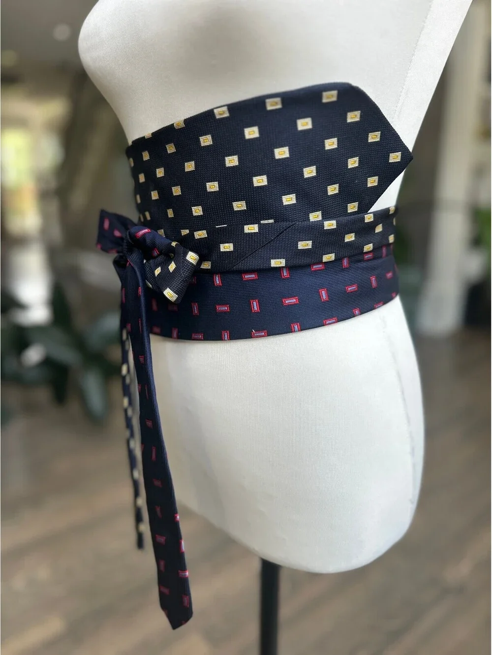 Upcycled Silk Obi Belt | Handmade From Men’s Neckties | Corset Belt | OOAK | OS